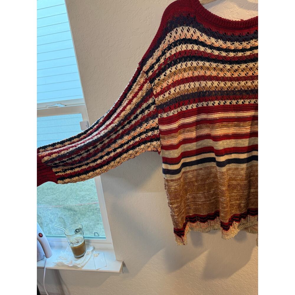 Umgee Striped Knit Sweater Oversized Cozy Pullover Size L - Picture 8 of 11
